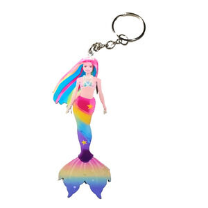 Mermaid Metal Keychain Rainbow Stars